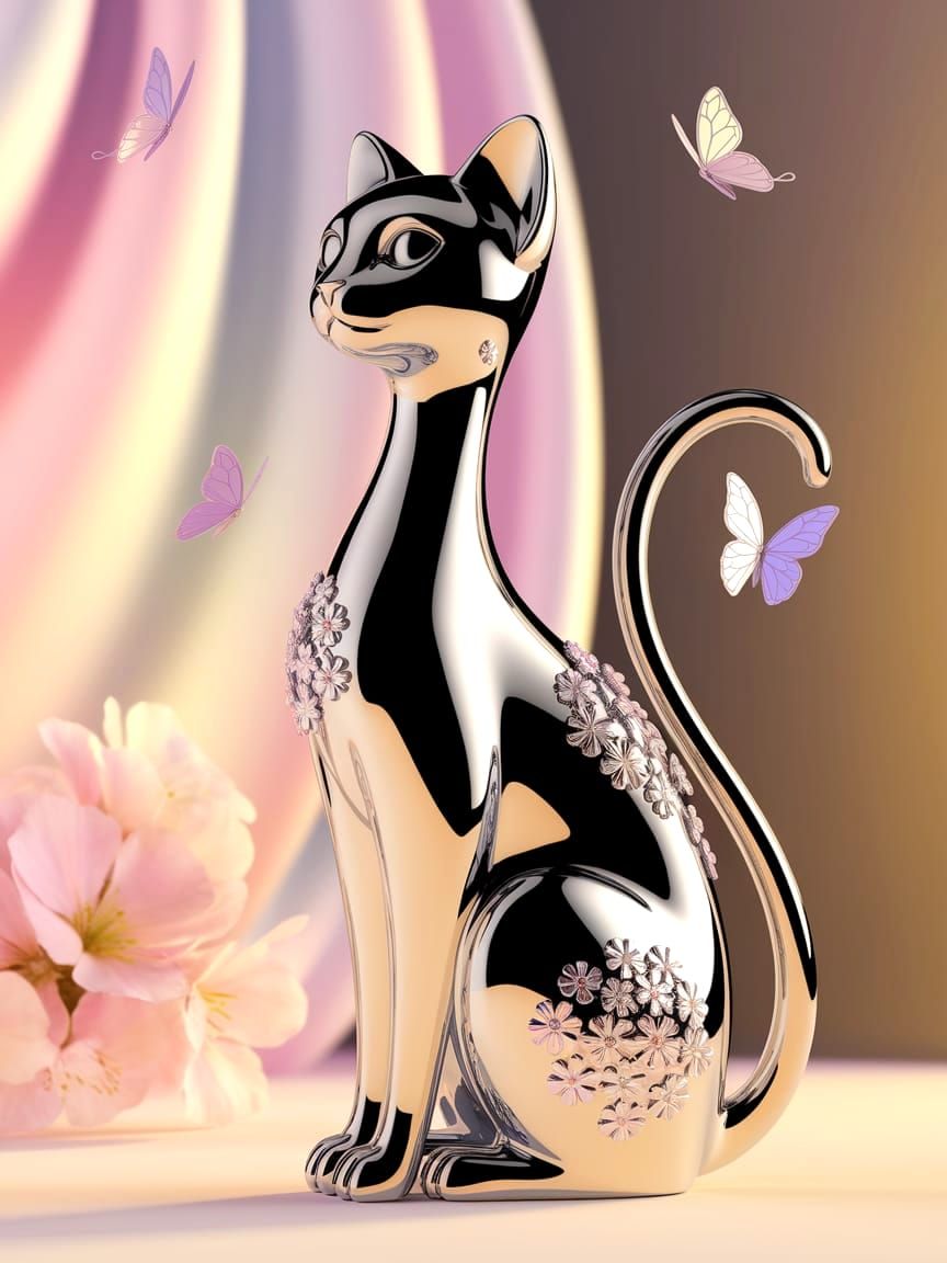 Elegant chrome cat  by @Ylona