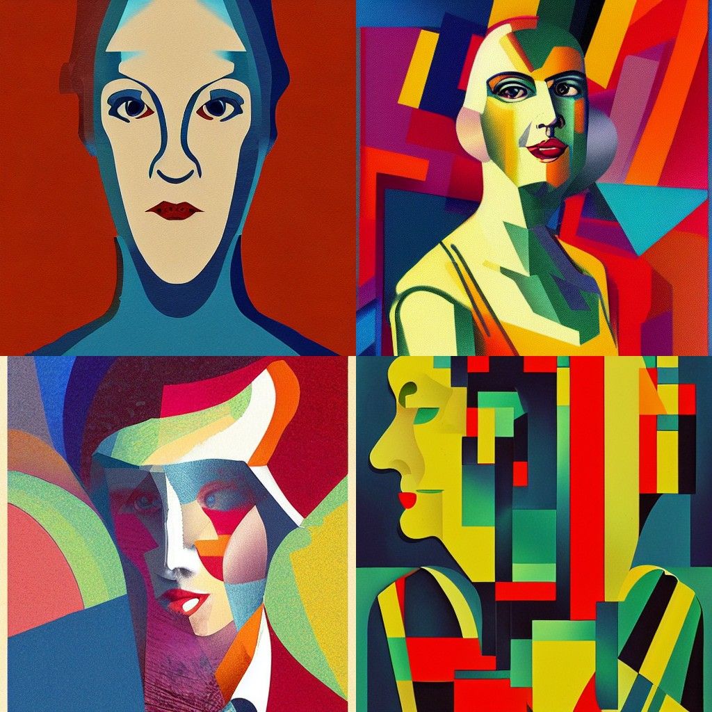 A portrait in the style of Futurism