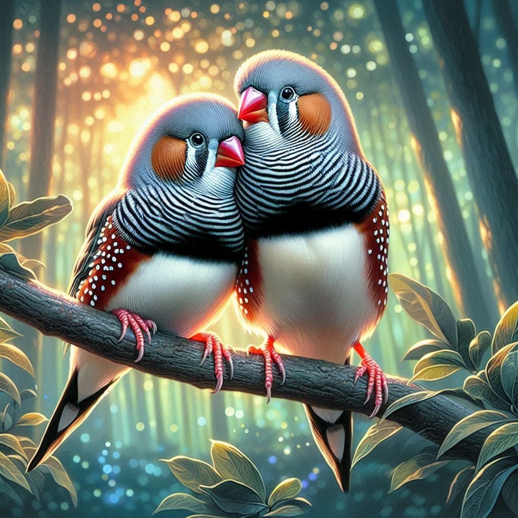 Zebra Finch Couple  by @RaynaRose777