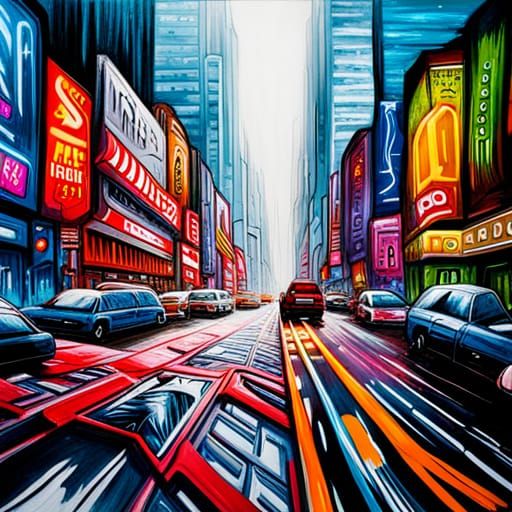 Hyperdetailed futuristic cityscape, 100 years from now.. gra...