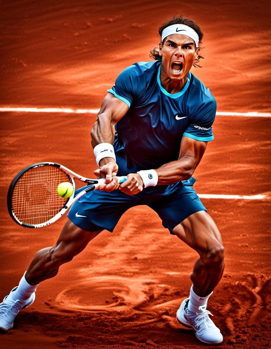 ((A oil painting portrait of Tennis Player Rafael Nadal  in ...