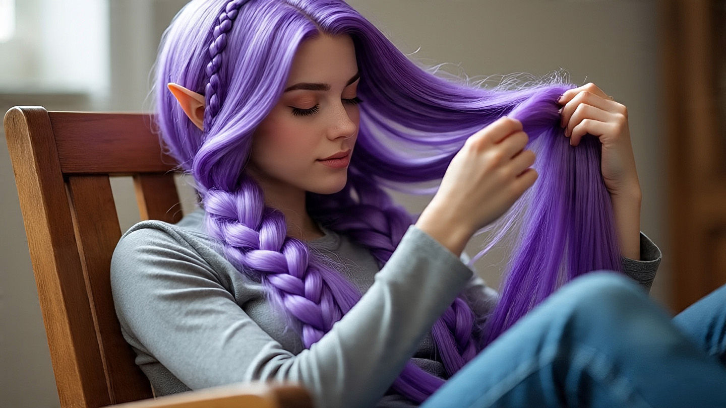 Purple Elf has purple hair!