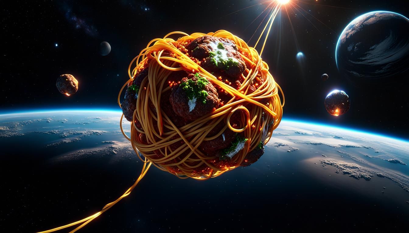 Spaghetti in Space  by @Jason