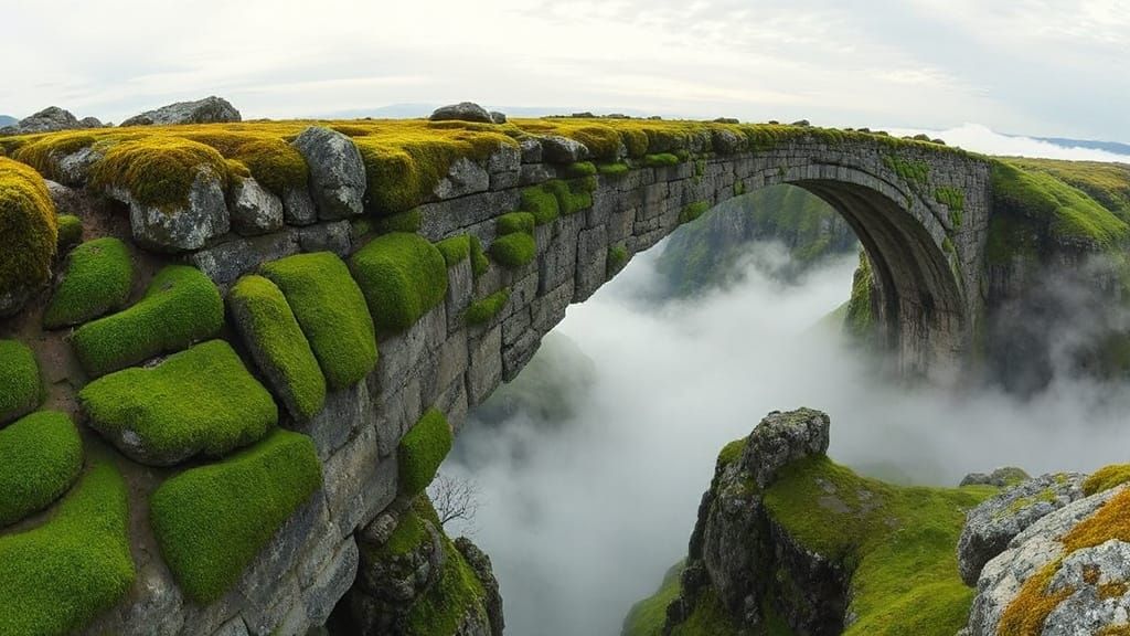 The Ancient Bridge Across the Chasm of Mists.   by @Lorendiac H