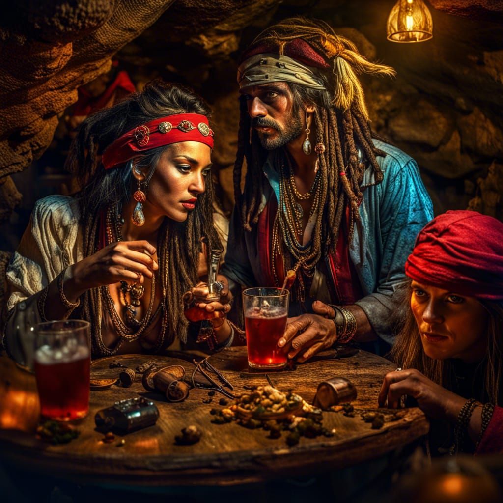 Pirates relaxing in their hideout