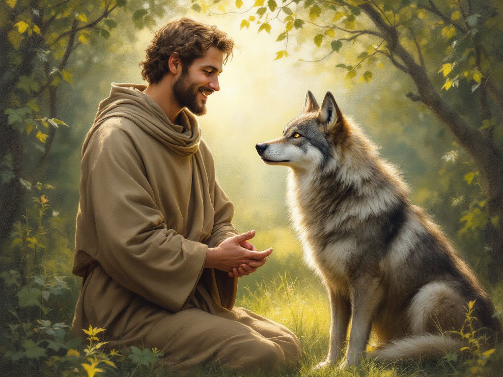 Saint Francis befriending the wolf of Gubbio – MI