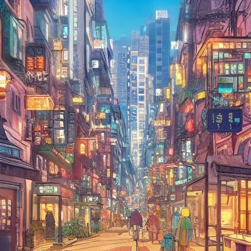 Luminous Cityscape in Anime Key Visual Style