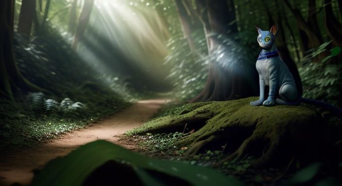 Sphinx Cat Portrait in Enchanted Forest ,

[

with captivati...