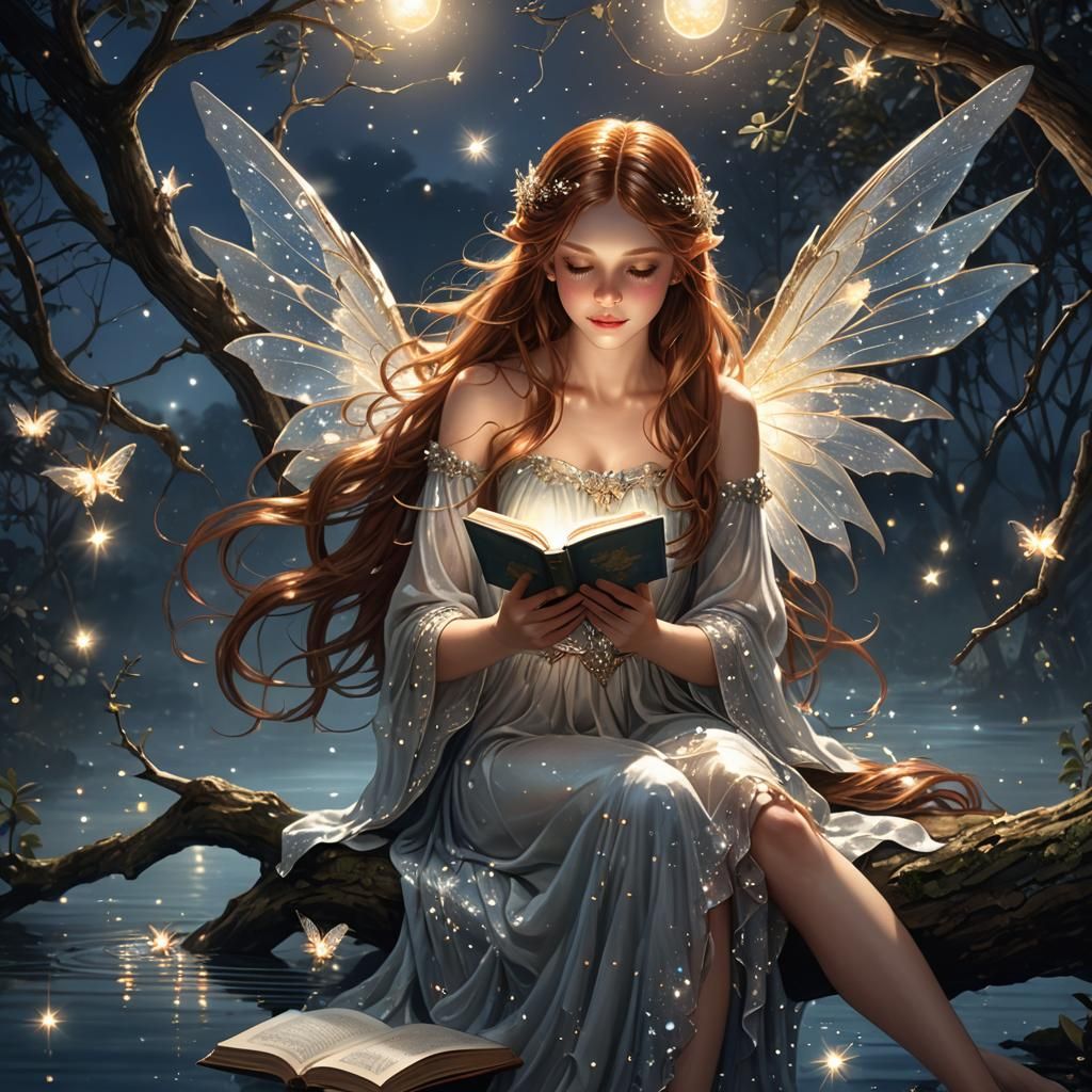 Reading by fairy light  by @Fates Design