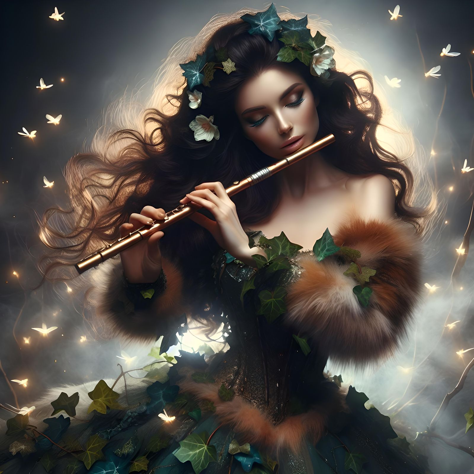 Mesmerizing Ivy playing flute