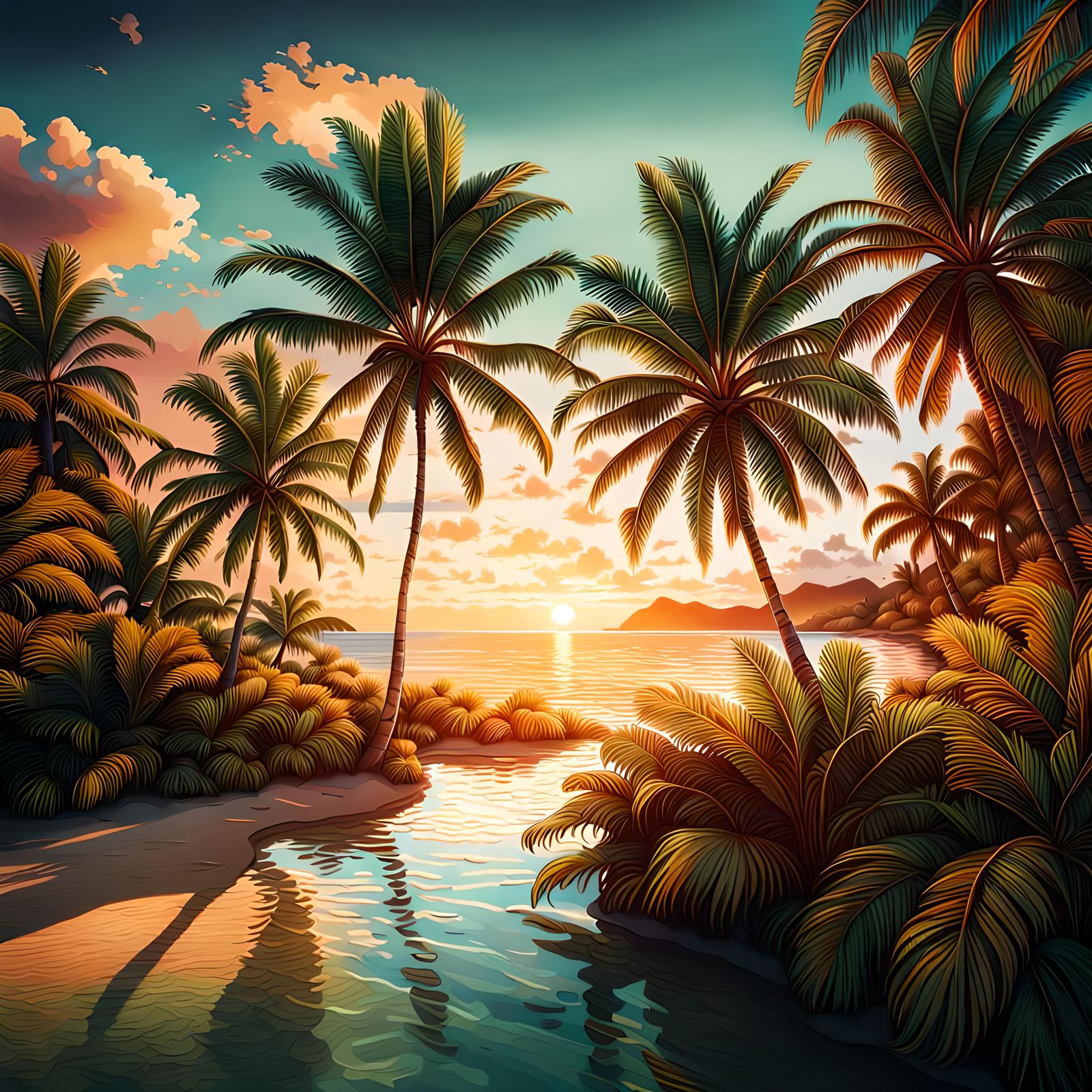 Palm Trees at Sunset  by @JenniferG