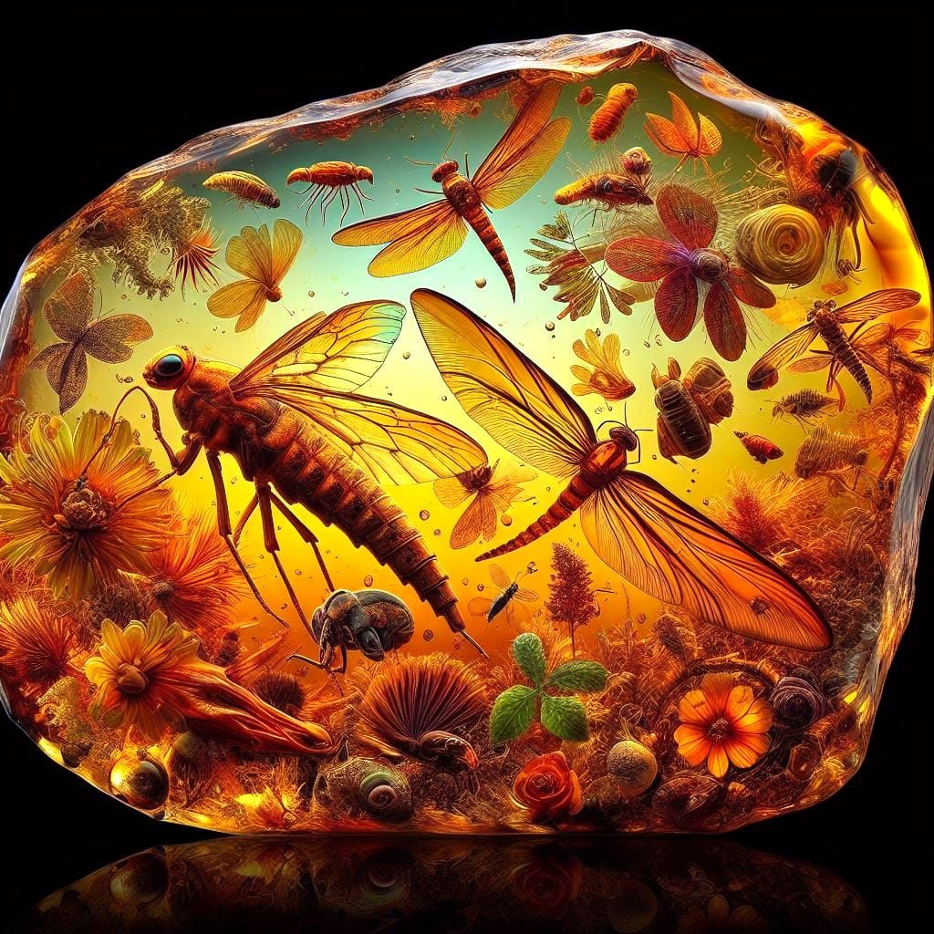 Alien fossils preserved in amber