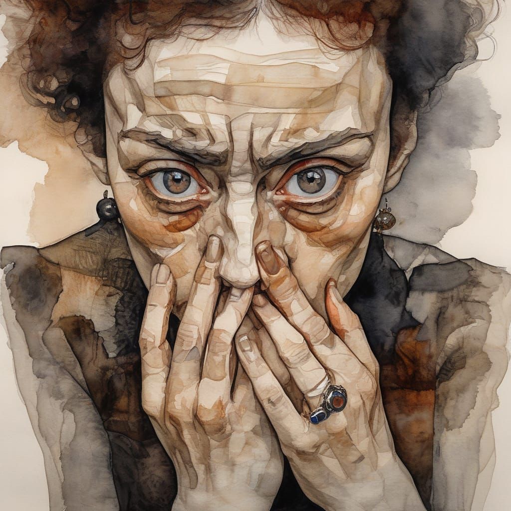 Abstract Knuckle Portrait in Watercolor Style