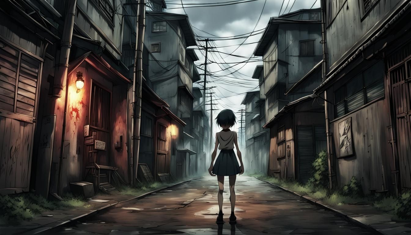 Ghetto in full growth horror anime 8k resolution