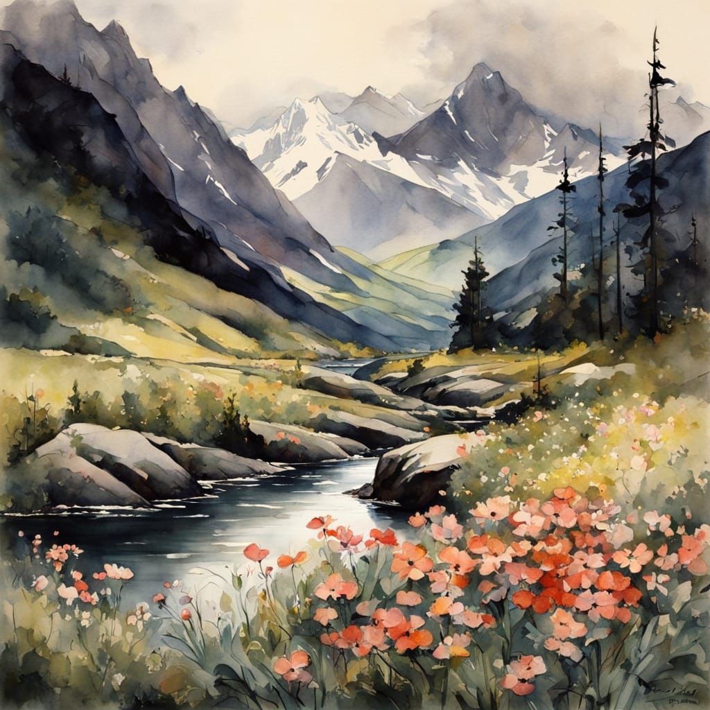 Mountain Stream (8 likes)  by @Hesione