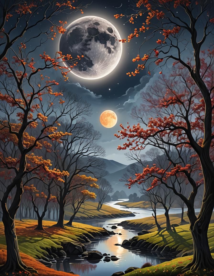 Eclipse of the moon, flowing weather,  windy day,  perfect c...