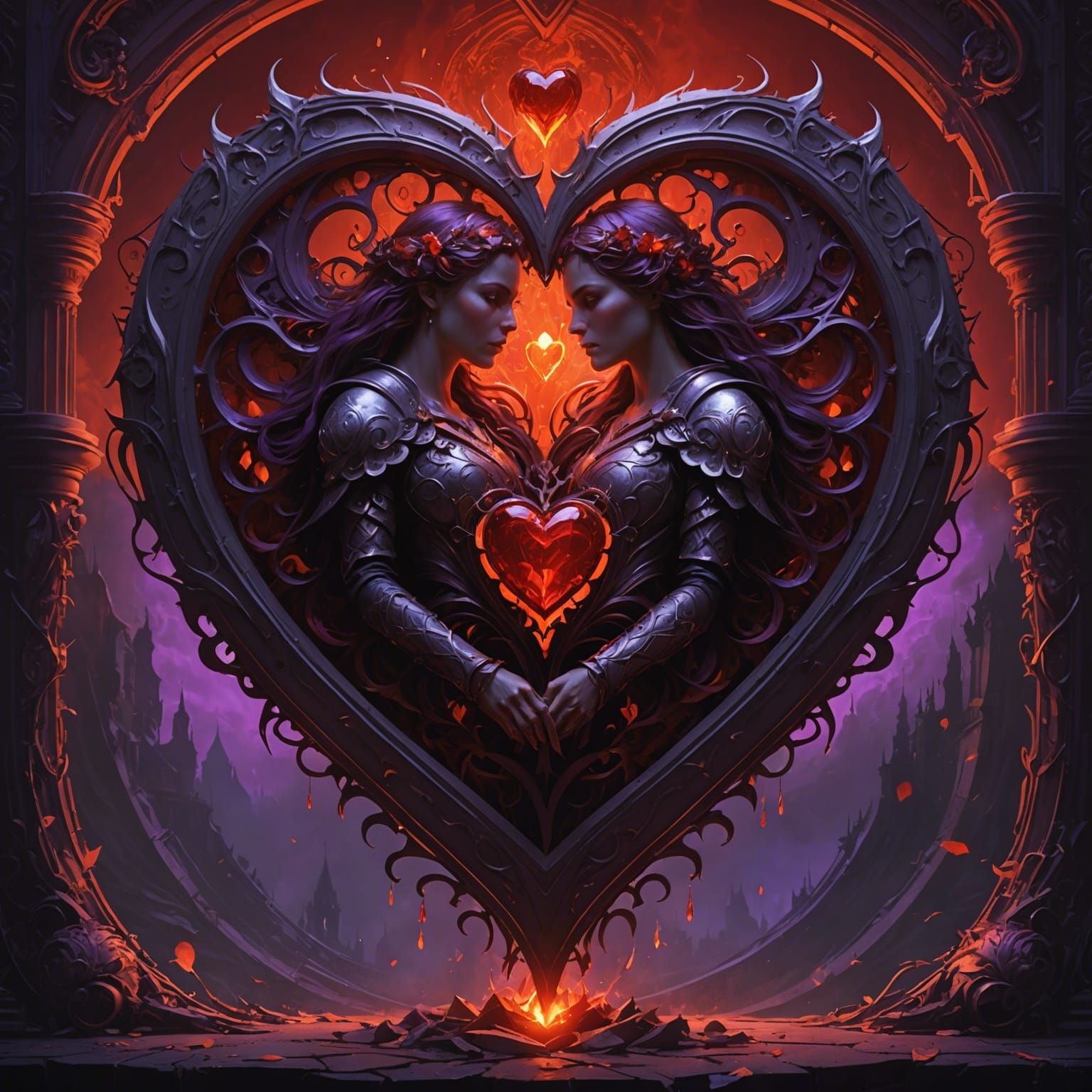 A heart in two shades of red.
