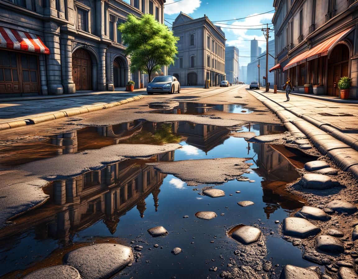 Street with potholes