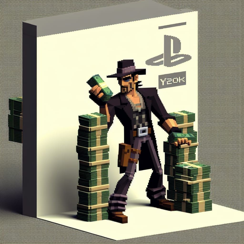Low Poly Pirate Celebrates Riches: PS1 Game Scene