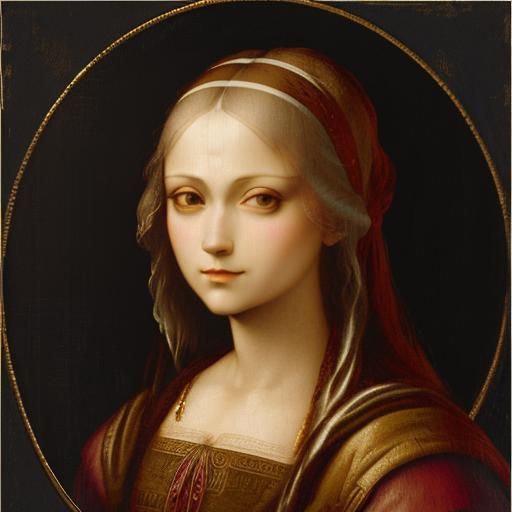 Create a picture of a a girl in the style of Leonardo Davinc...