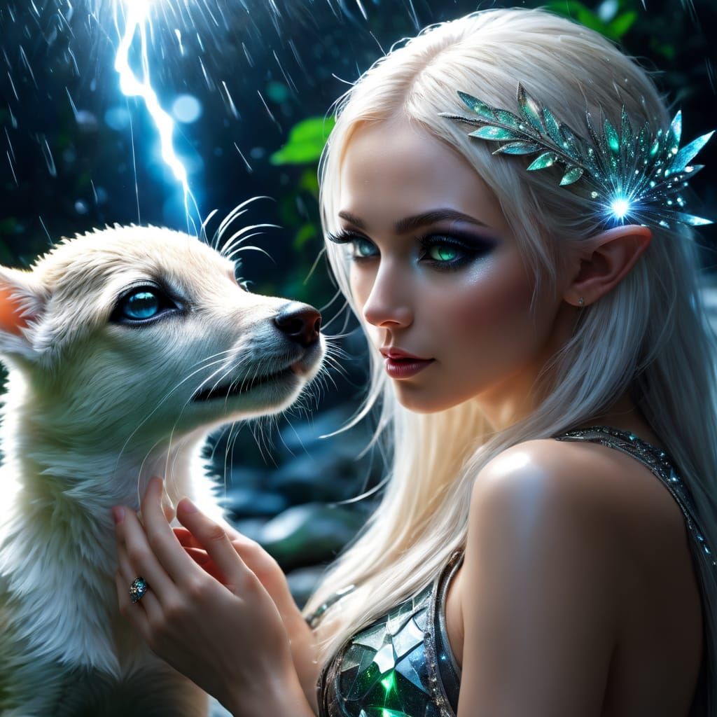 The forest elve with her fawn