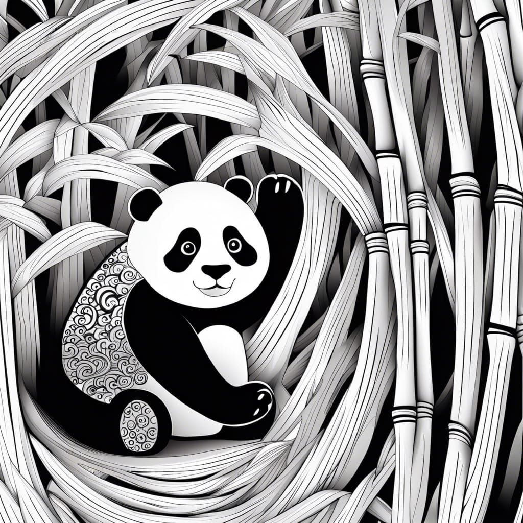 Panda in bamboo forest