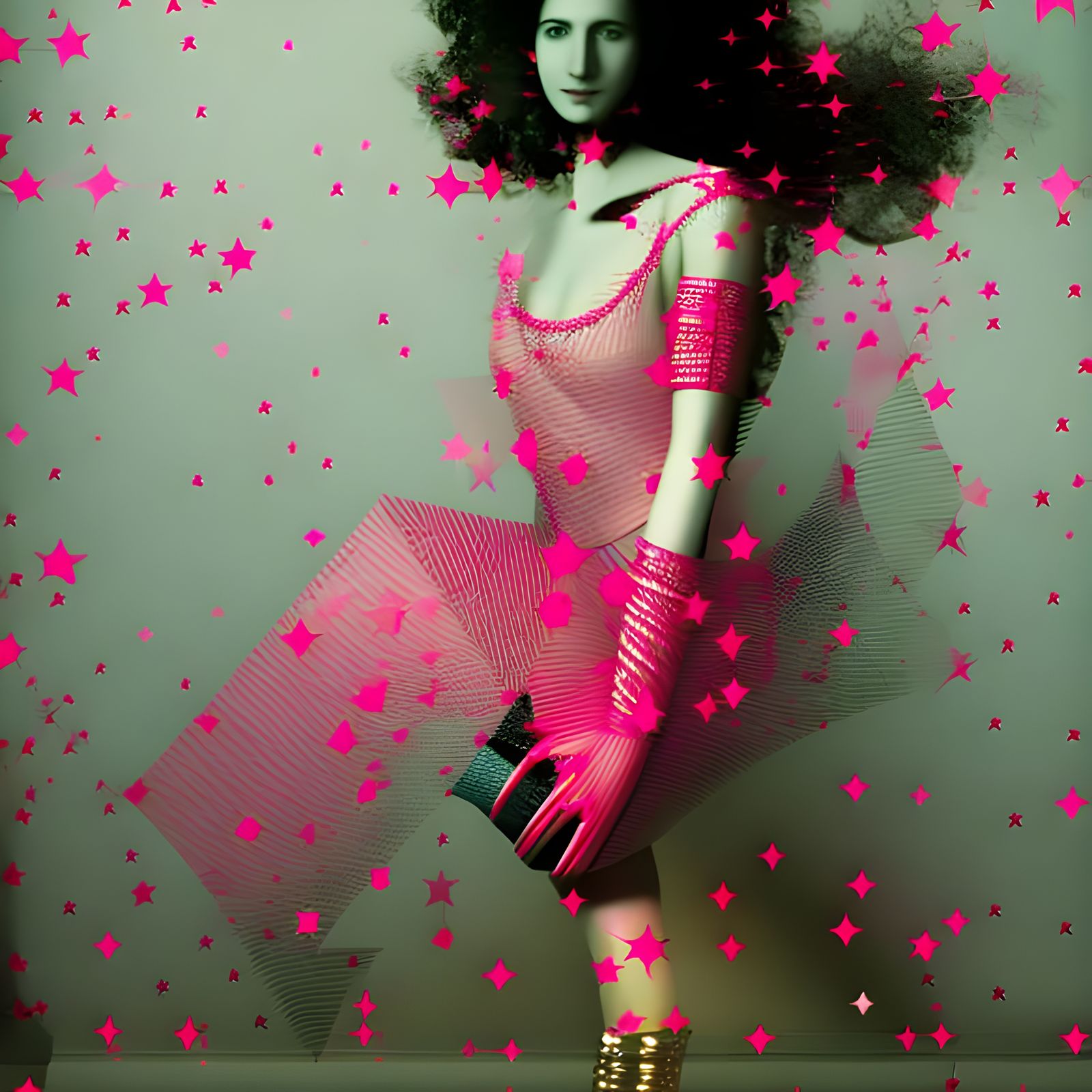 Holographic pink portrait