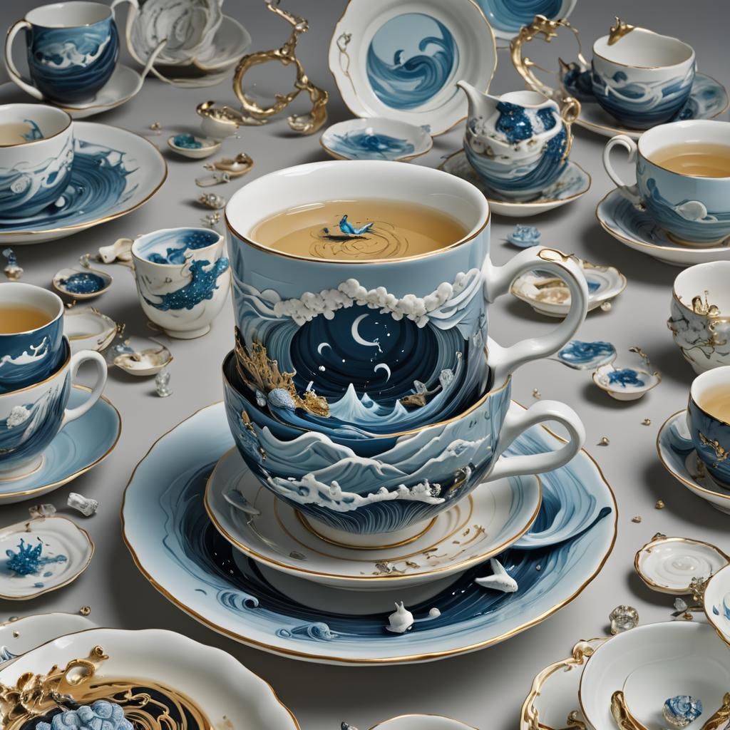 Surreal Teacup Whirlpool Dreamscape