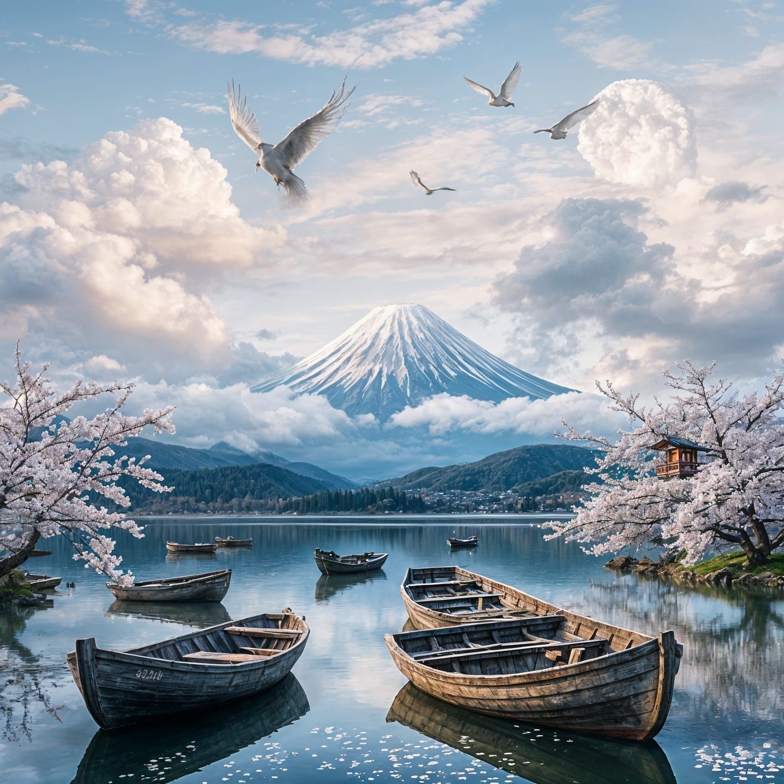 Surreal Japanese Fantasy Landscape in Ethereal Hues
