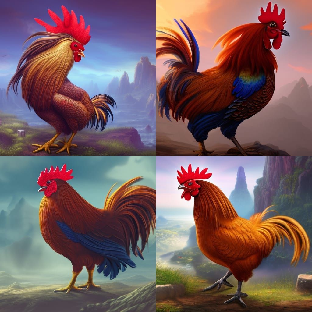a rooster starting its day, highly detailed AI Generated Artwork