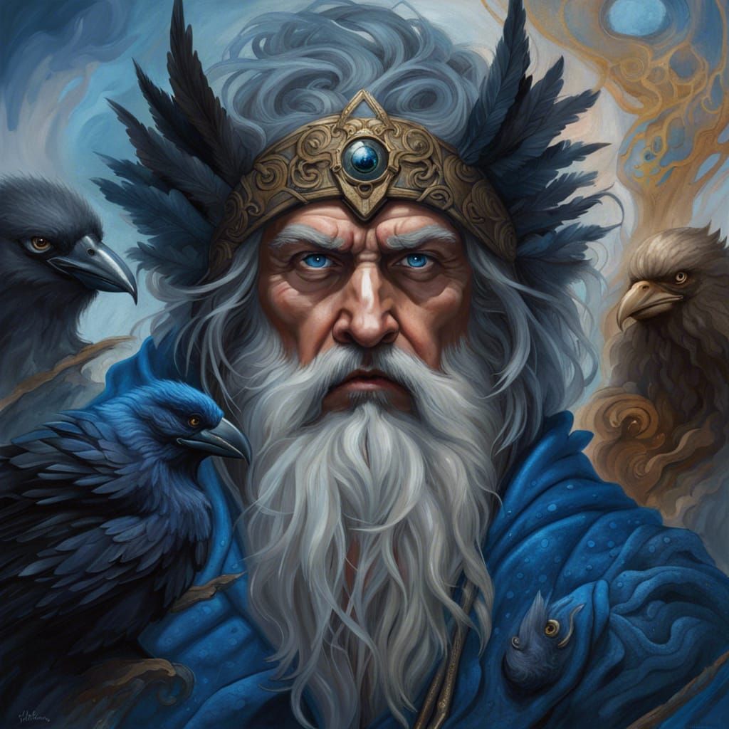 Odin Allfather, odin, crows, one eye, god, HD wallpaper
