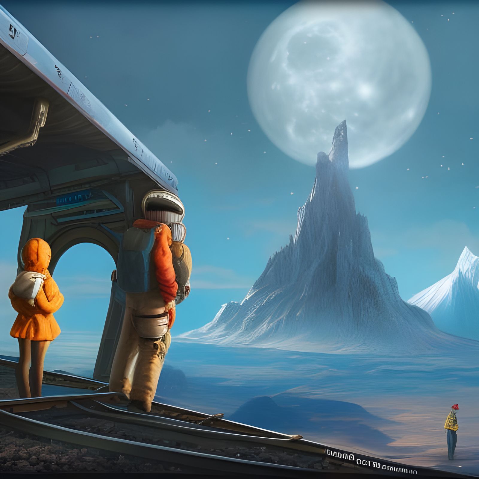 An epic adventure of a family on a train to the moon