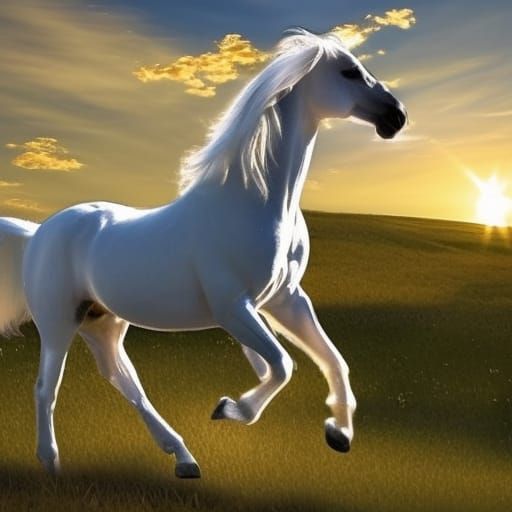 white horse in the moonlight winged horse navy sky