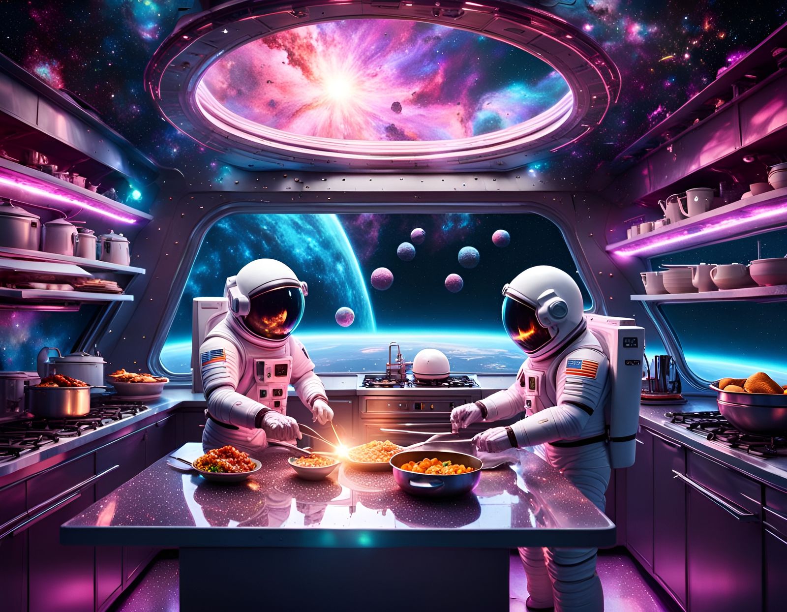 Astronauts Cooking Inside Epic Spaceship  by @Rosie