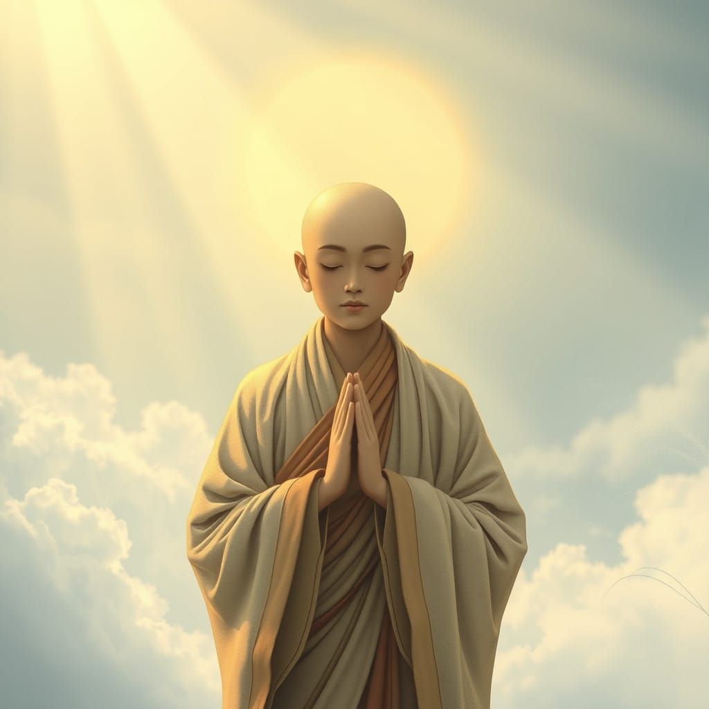 Benevolent Monk in Heavenly Glow
