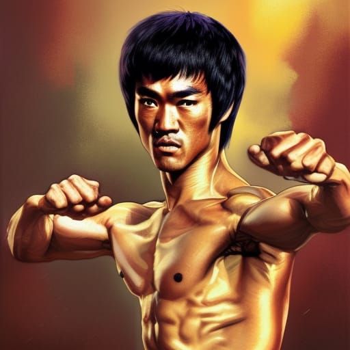 bruce lee fighting - AI Generated Artwork - NightCafe Creator