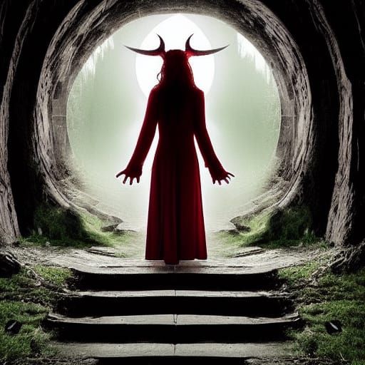 Demonic Goddess of Witchcraft at Hell's Entrance