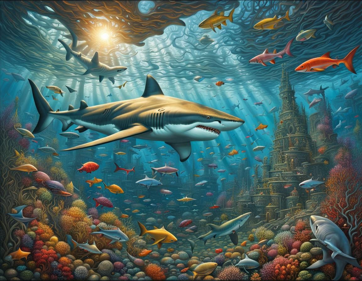 Huge shark  by @potrzebie 