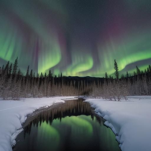 Northern lights and reflection