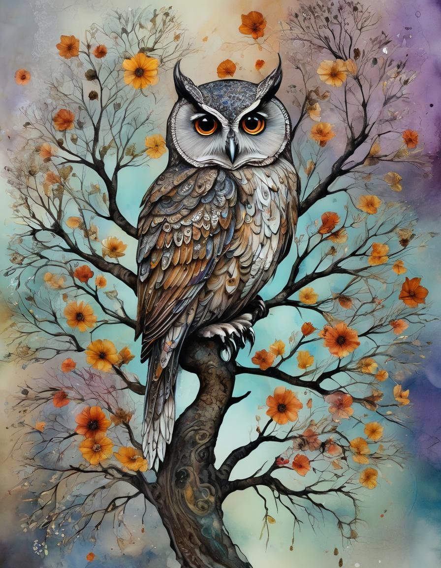 🍂ECLIPSE OWL TRIBAL TREE AUTUMN 🍂
