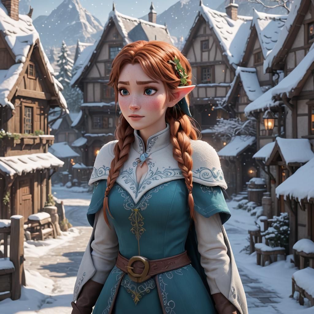 Anna from Frozen as an Elf