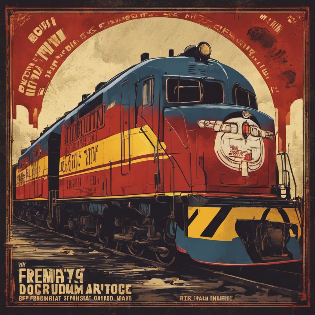 Retro freight train poster