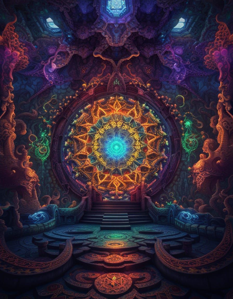 A psychedelic chakra in the centre in A dark fantasy ancient ...