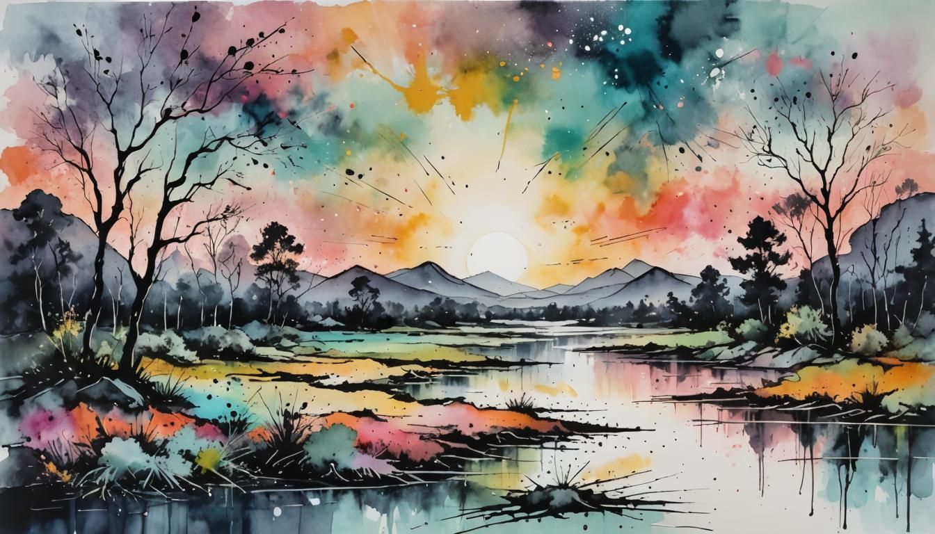 Splatter Sunrise   by @VoidSparkles