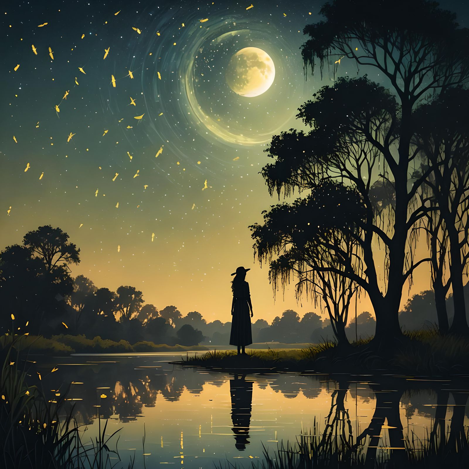 Fireflies dancing in the summer night.   by @Krizza