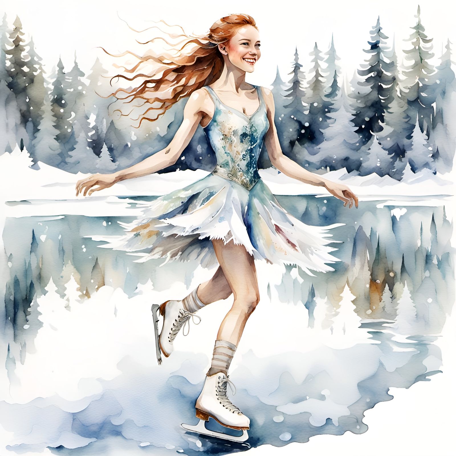 Ice Skating on a Frozen Lake  by @Rosie