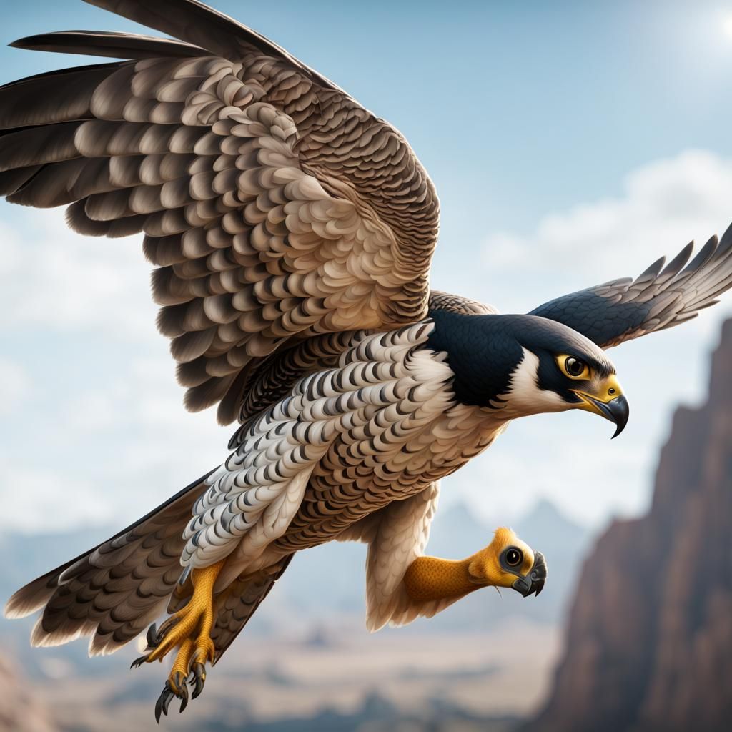 Peregrine Falcon with Pencil: Detailed Fantasy Art