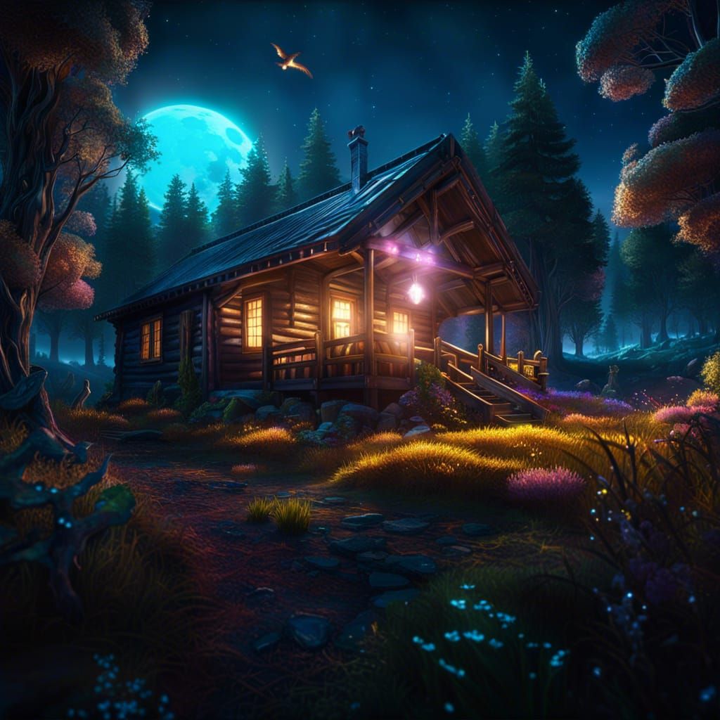 Cozy Cabin in the Woods v4 - AI Generated Artwork - NightCafe Creator