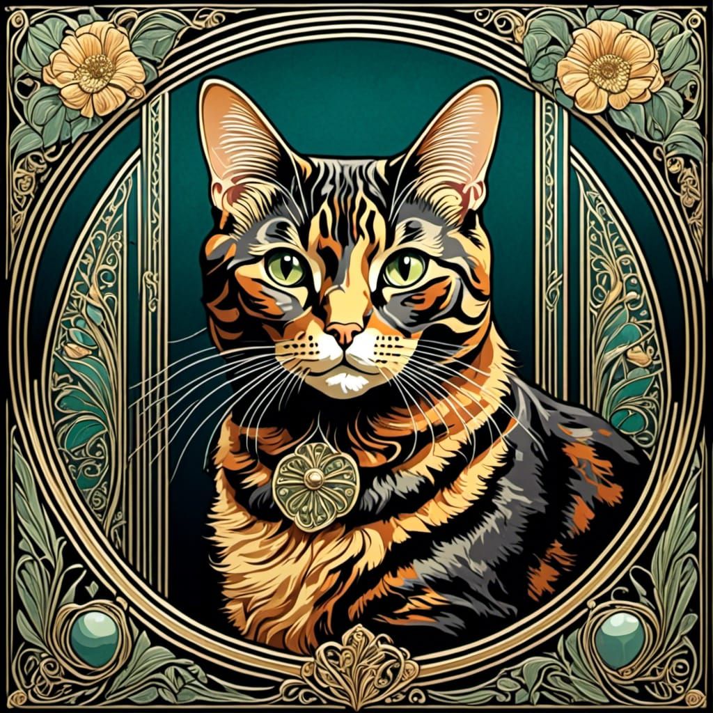 Tortie Kitty Cat - Nouveau Series - AI Generated Artwork - NightCafe ...