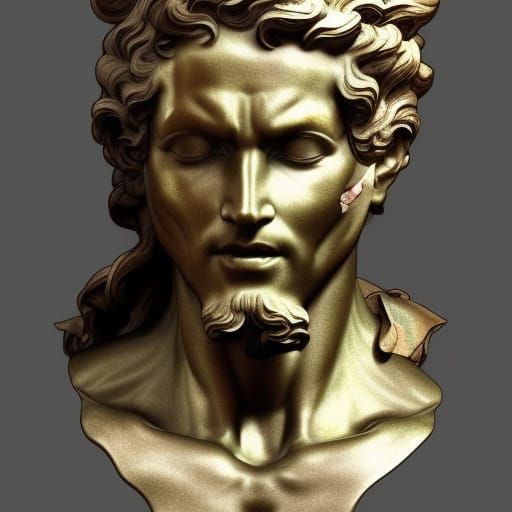Smiling Grecian God Statue Selfie: Hyperdetailed Portrait